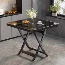 Foldable table portable two-person small dining table stainless steel small square table square home learning and writing