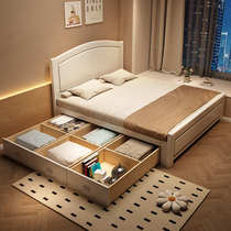 All solid wood white storage bed pull-out bed for small apartment 1 35x1 9 meters single child boy girl 1