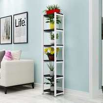 Living room small bookshelf floor-standing flower shelf wrought iron multi-layer bedroom bookcase partition decorative rack sandwich storage storage