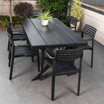 Outdoor leisure table and chair combination courtyard garden simple modern balcony coffee table milk tea shop dining table plastic wood long