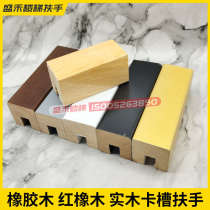 Indoor simple tempered glass stair handrails duplex solid wood slotted glass handrails loft solid wood handrails