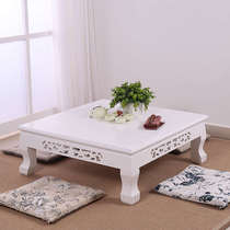 European-style small square table tatami coffee table bay window table simple floor table solid wood carved kang table chess table short
