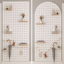 Hole board solid wood custom wall storage rack wooden entrance door living room entrance wooden decorative wall storage rack