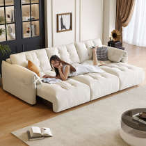 Italian-style electric multi-functional sofa bed large and small living room three or four people straight row remote control and retractable