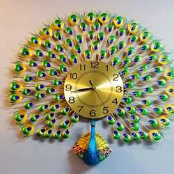 European-Style Wall Clocks Noiseless Clock Home Clock Super Large Creative Peacock Open Screen Wall Clock Living Room Decoration Pocket Watch