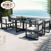 Outdoor table and chairs balcony courtyard leisure outdoor terrace garden aluminum alloy dining table and chair combination set waterproof and waterproof