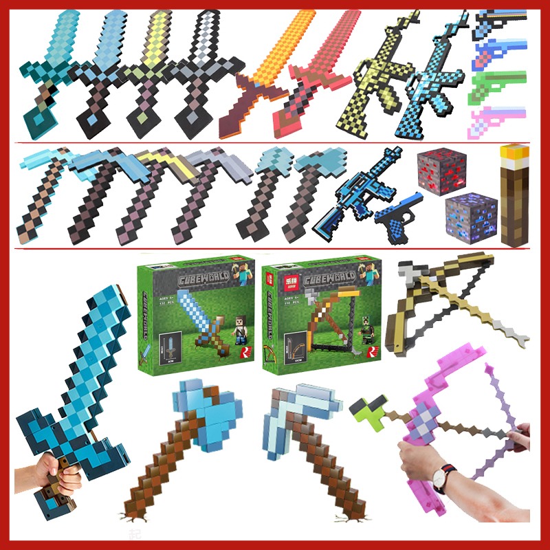 My world around the world model weapon with diamond sword bow and arrow torch plastic foam tool boy toy