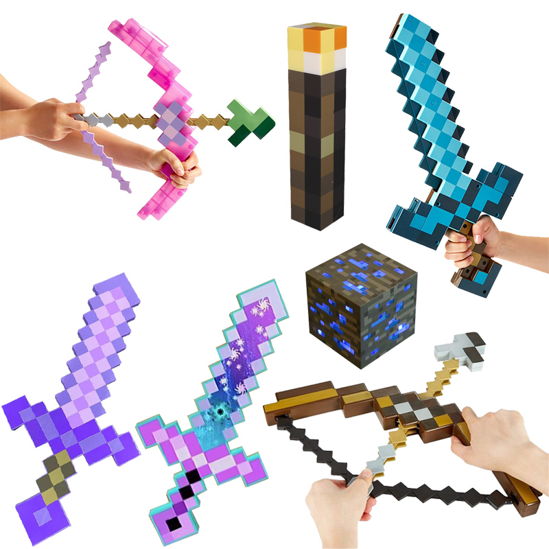 MC My World Toy Diamond Sword Draft Weapon with Magic Arrows and Fire Tool Steve Equipment