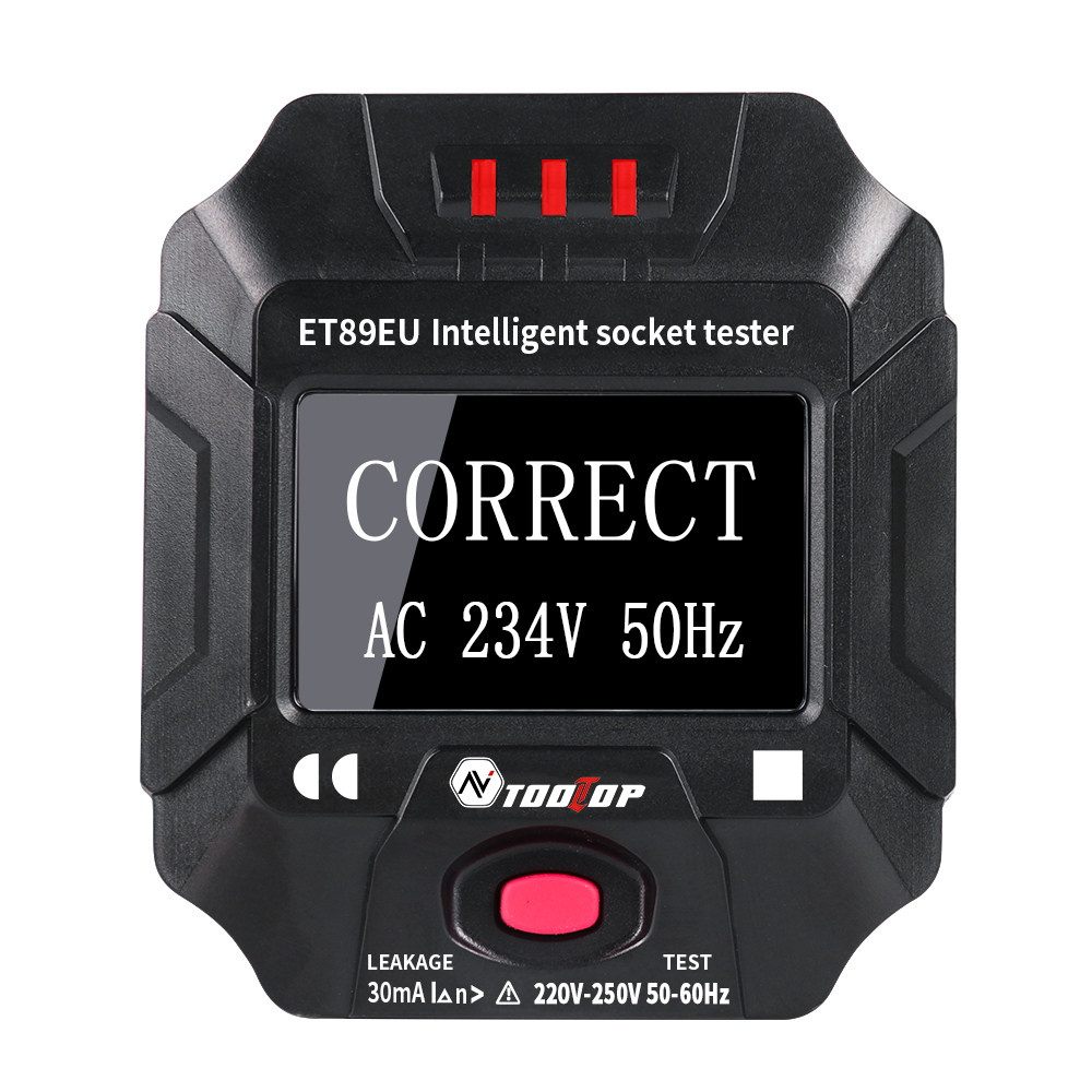 TOOLTOP ET89EU ET89US FULL SMART SOCKET TESTER WITH SCREEN DISPLAY VOLTAGE FREQUENCY