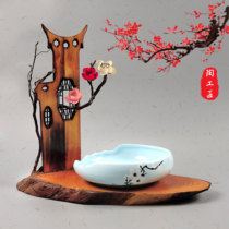 Jing cuisine creative hotel tableware characteristic farmhouse wooden plank personality ceramic plum blossom shaped bowl shape Zen plate