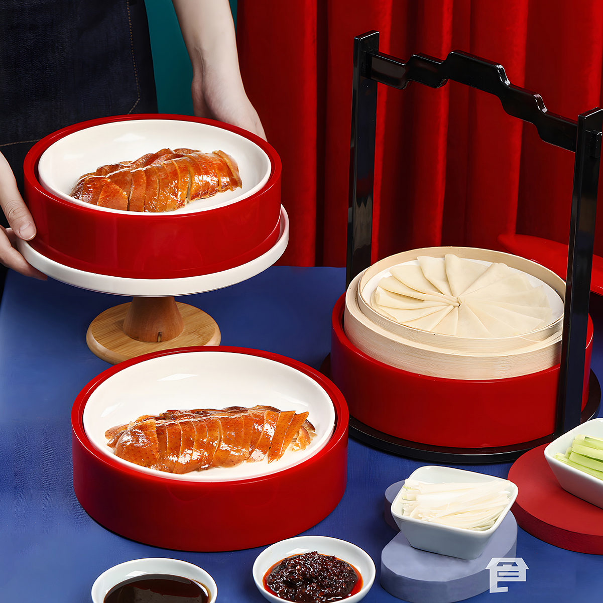 Roast Duck Personality Ceramic Hotel Round Creative Combo Sheet Leather Roast Goose ten Jiu New Chinese Mood Vegetable Red Suit