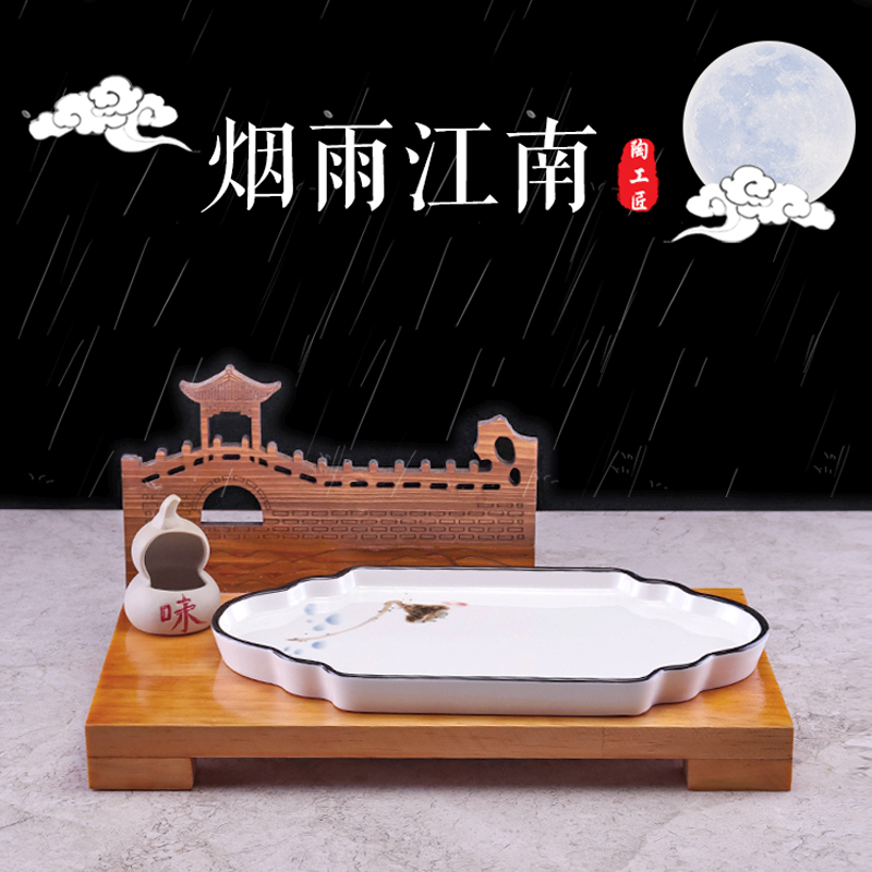 Featured root carving hot cool dish plate supplies Dandong Yi creative tableware personalized restaurant setting