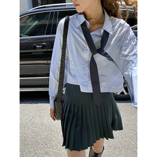 Ядро Cosmos 21FW Французская ранняя осенняя дизайн Sense прост и дикая длинная рубашка