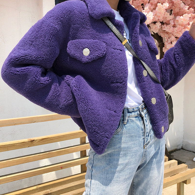 Fur coat girl 2022 new winter Haining lamb fur fur one short loose shear cut coat woman