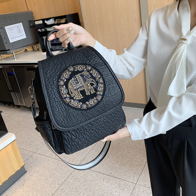 Leather embroidery new trendy niche design bag Korean fashion high-end texture diamond backpack pet bag