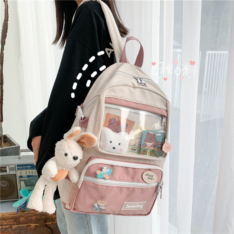 School Bag Women Ins Wind Korean Version Original Juku Ulzzang Original Small Crowdday Department Elementary School Junior College School Wind Double Shoulder Bag