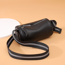 Leather women bag 2021 new shoulder shoulder bag womens head layer cowhide bucket bag Joker broadband mini cylinder bag