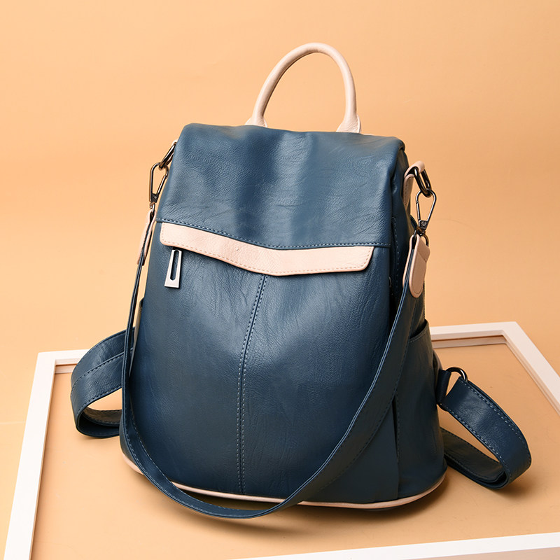 Hong Kong Double Shoulder Bag Women 2022 New Soft Leather Personality 100 Hitch Ride Minimalist Fashion Street Head Fashion Single Shoulder Multipurpose Bag