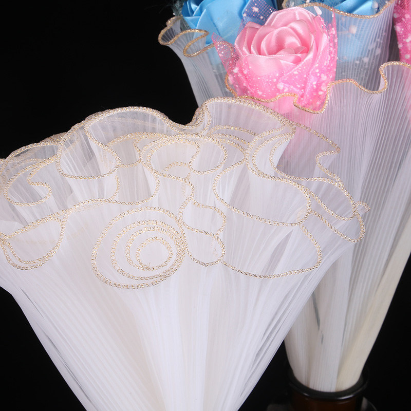 Flowers Packaging Mesh Yarn Pearl Neckline Luminous Wave Yarn Rose Pure Color Phnom Penh Pleated Bouquet Floral Boutique Floral Boutique