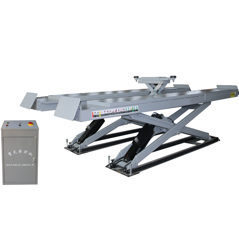 Ultra-thin primary-secondary scissor lift car waterproof and maintenance scissor-type bracket free of digging groove four-wheel locator