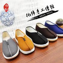 Handmade thousand-layer bottom Monk shoes autumn shoes Monk shoes Monk shoes old Beijing cloth shoes Monk shoes mens spring and autumn single
