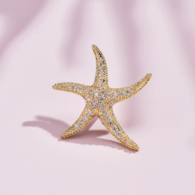 ປານ້ອຍ starfish ຕ້ານການ exposure ປຸ່ມ collar pin ຄໍຄໍຕົບແຕ່ງ V-neck blouse suit brooch corsage pin accessories