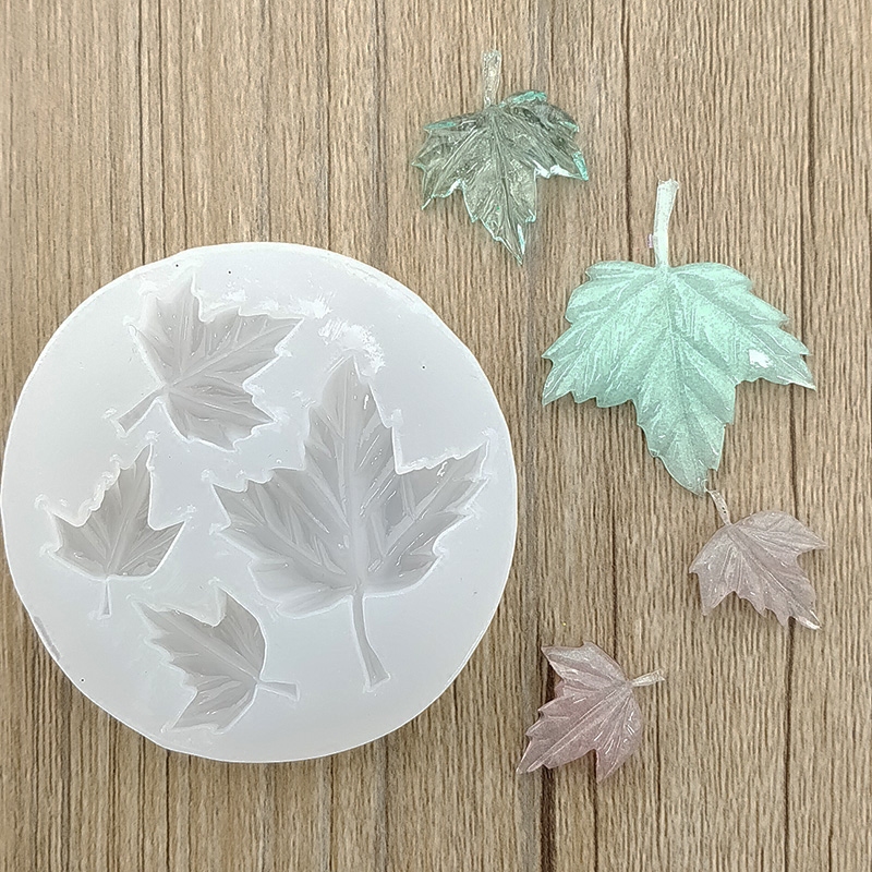Crystal Gel Silicone Mold Die DIY Ornament Earrings Handmade New Mirror Leaf Sizes of different 4 pieces Maple Leaf