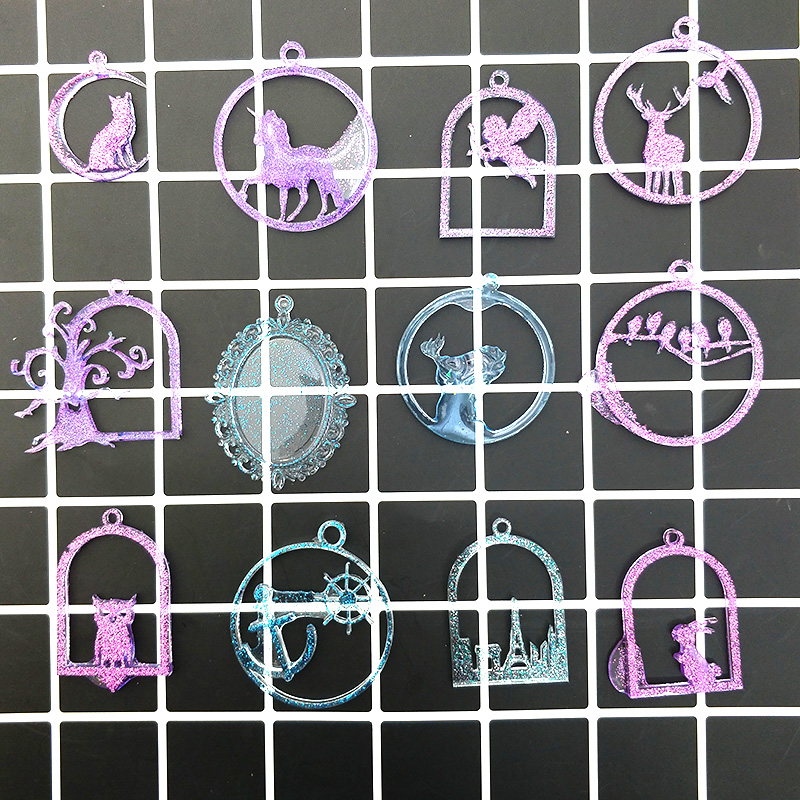Crystal Glue DIY Handmade Pendant Earrings Hollowed-out Small Bird Owl Castle Alice Silicone Molds