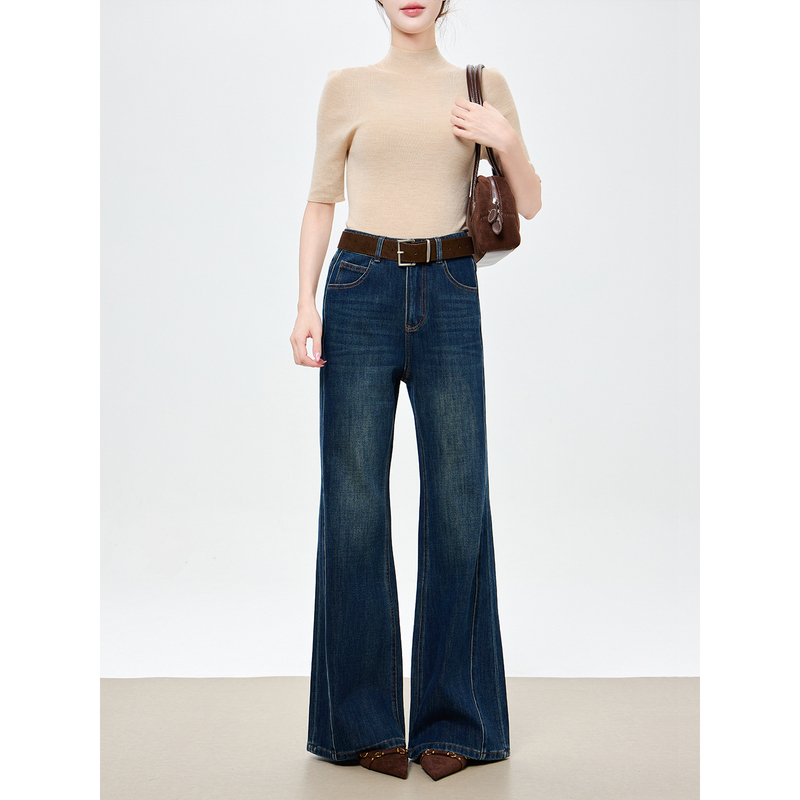Soneto Xviii Straight-Leg Wide-Flare Jeans for Women, High-Waisted, Slimming, Pear-Shaped, Workwear, Stretchy, Fleece-Lined, for Tall Women