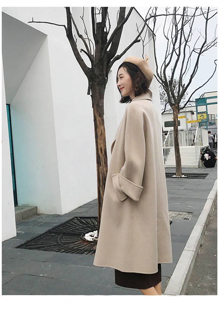 Áo len lông cừu Hepburn mới 2018 nữ dài Phần phiên bản Hàn Quốc của áo khoác lông nhung hai mặt chống lông hai mùa áo khoác nữ hàng hiệu