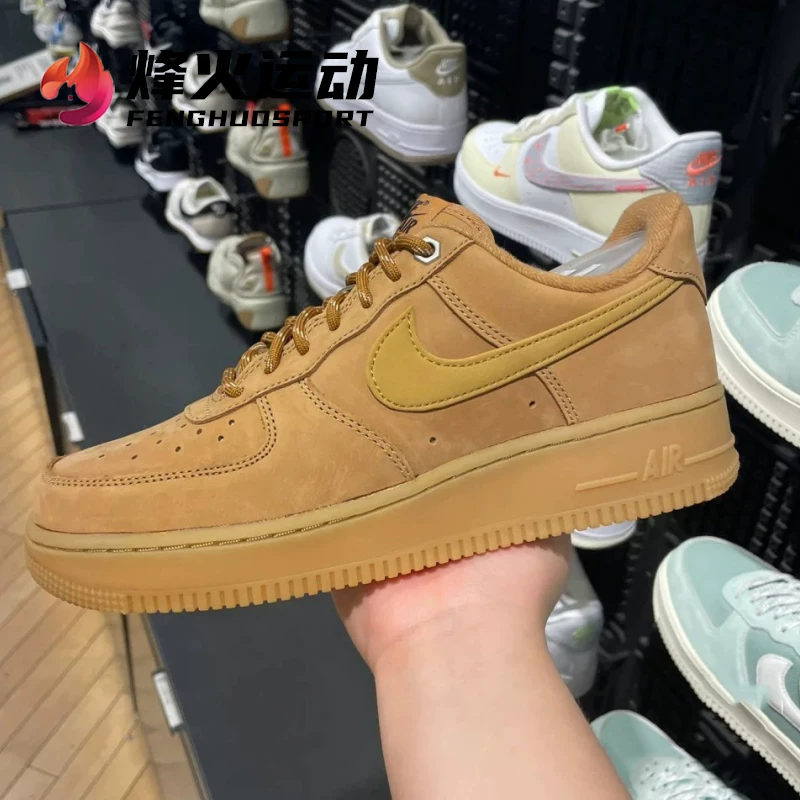 Nike мужские и женские кроссовки Air Force 1 в пшеничном цвете, низкие модели, кроссовки Air Force One CJ9179-200