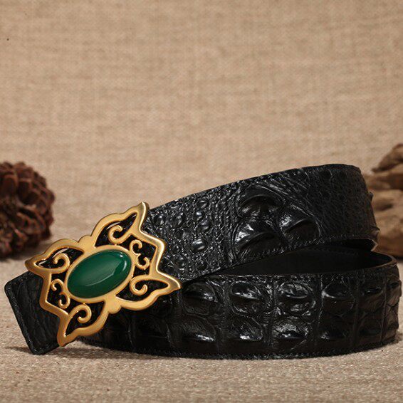 Lukani New Crocodile Belt Business Leather Gold Stainless Steel Closed Belt Closed Belt Closed