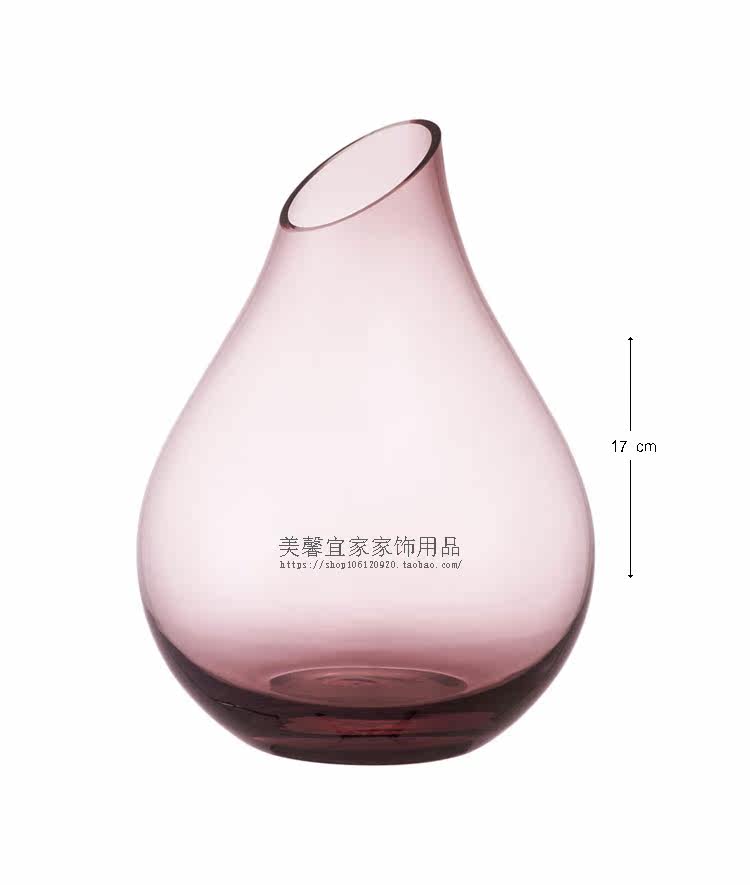 宜家ikea 桑里克花瓶玻璃淡粉色透明瓶客厅摆件人工吹制花器瓶子 品牌原创 摆件 花瓶 瓶子 粉色 里克途虎网