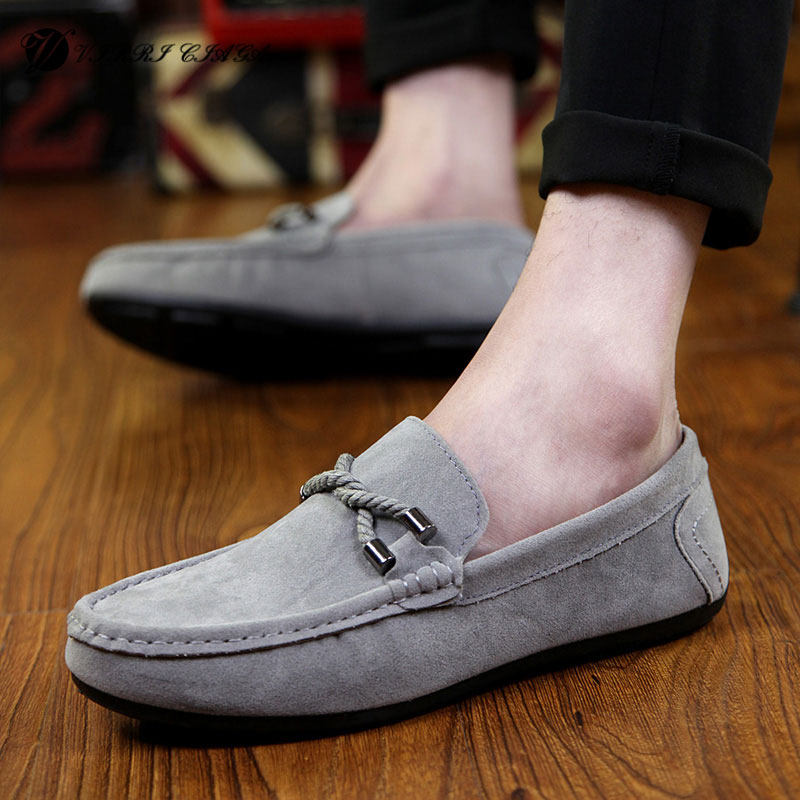 Autumn Winter New Bean shoe Men's Korean version 100 Ride Tide Shoes 2021 Leisure Trend Lazy People Breathable Frosted Leather Sails Shoes Cloth Shoes