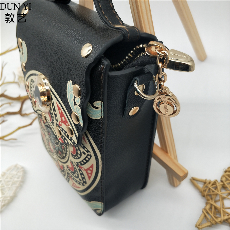 Túi Đôn Hoàng Túi Messenger Ví da PU túi điện thoại mẫu tảo Mogao Grottoes lưu niệm - Ví tiền đồ da handmade