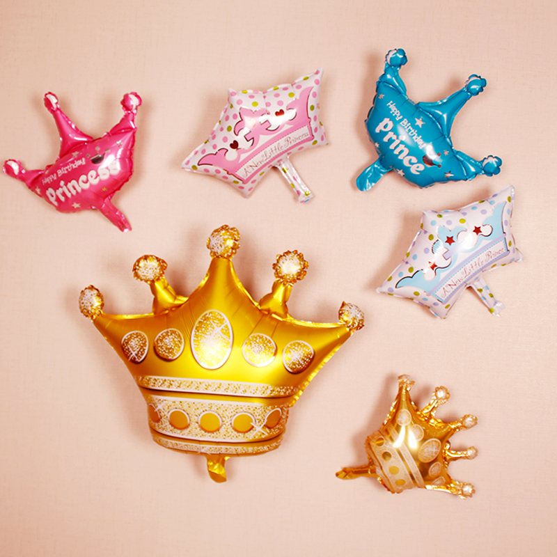 Baby birthday decoration party arrangement princess prince crown aluminum film balloon children's first birthday party balloon