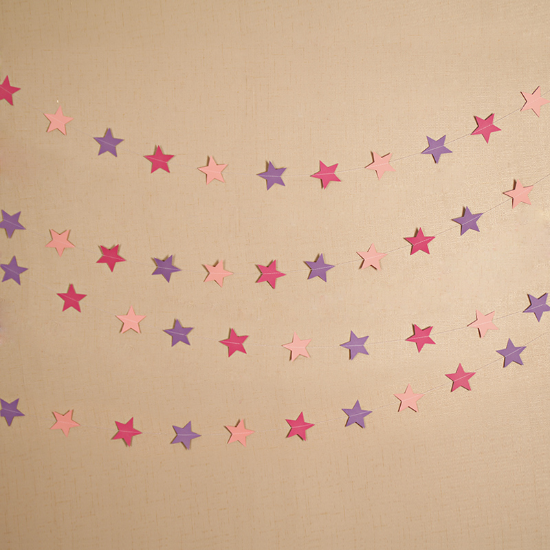 Star pull flag birthday arrangement supplies party decoration five-pointed star bunting paper pull flag banner hanging flag birthday decoration
