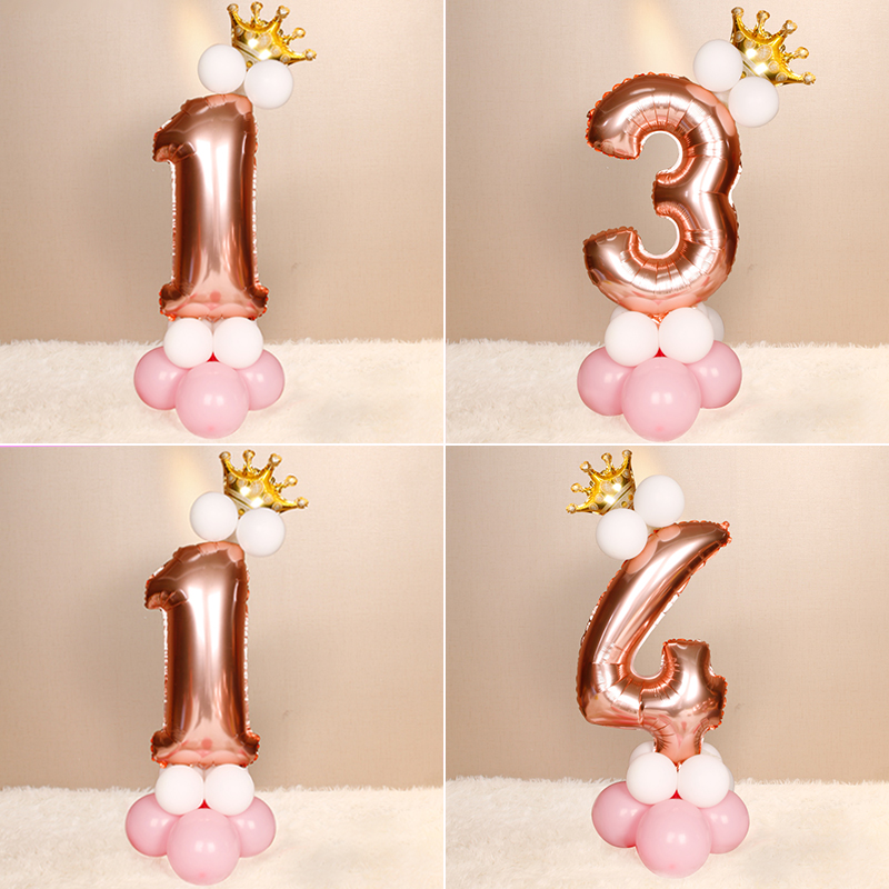 Champagne Rose Gold Large Digital Balloon Column 0-9 Girlfriend Birthday Decoration Aluminum Film Balloon Party Arrangement