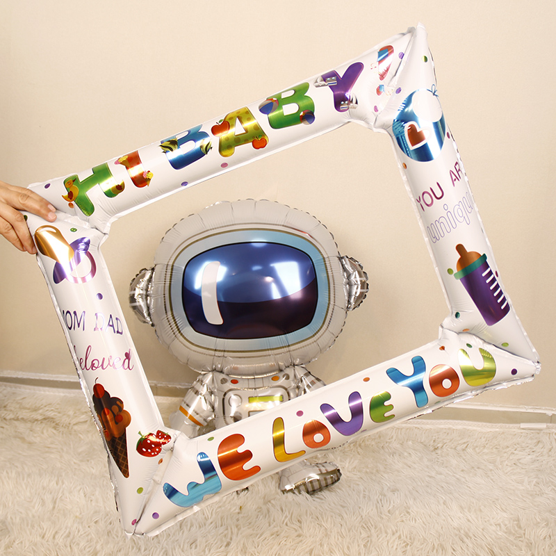 ins Korean net red photo frame printing balloon happy birthday photo props baby party aluminum film decoration