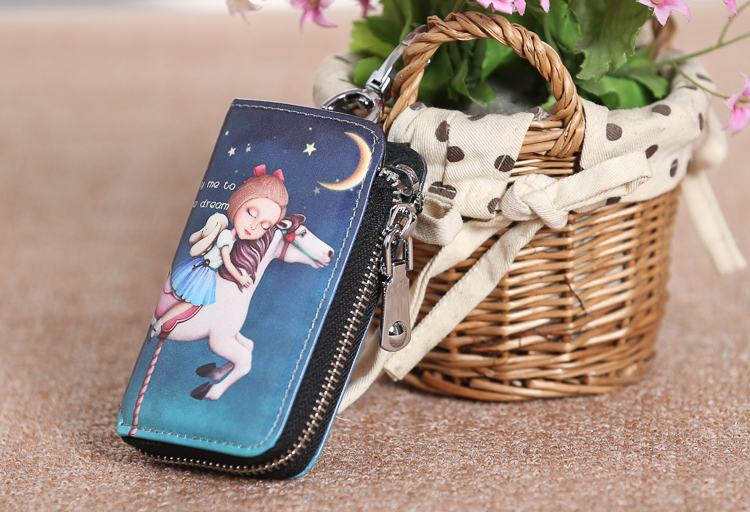Phiên bản tiếng Hàn của túi khóa được vẽ dễ thương Xiao Qing vẽ tay hoạt hình anime key gói sáng tạo khóa kéo móc khóa túi mini