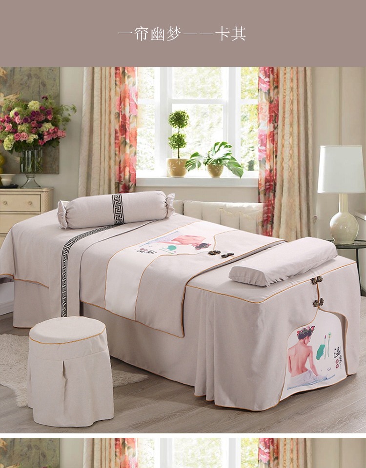 Beauty khăn trải giường denim cotton in kỹ thuật số Trung Quốc gió dày giường gội chăm sóc sắc đẹp dành riêng bedspread khử trùng - Trang bị tấm tìm mua ga phủ giường spa