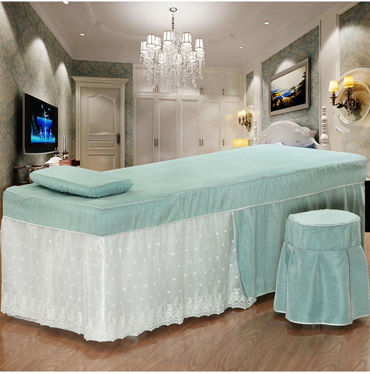 Vẻ đẹp trải giường bốn bộ của ren giường bìa beauty salon giường massage bìa rắn màu sắc đẹp massage khử trùng vật lý trị liệu giường bộ