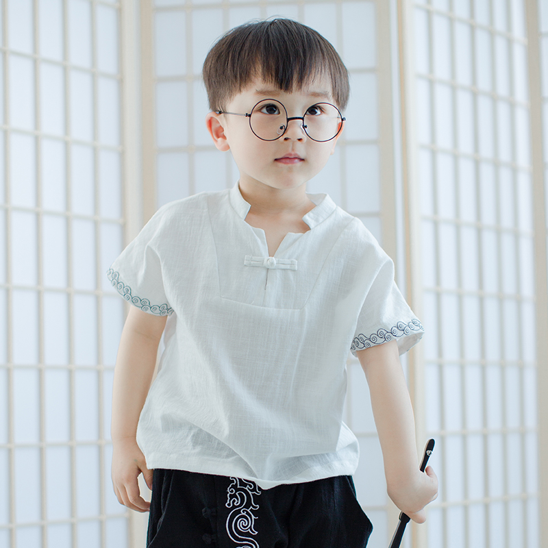 Children's clothing children's Hanfu Chinese style summer cotton and linen clothing retro suit baby ancient costume thin section Tang suit boy summer