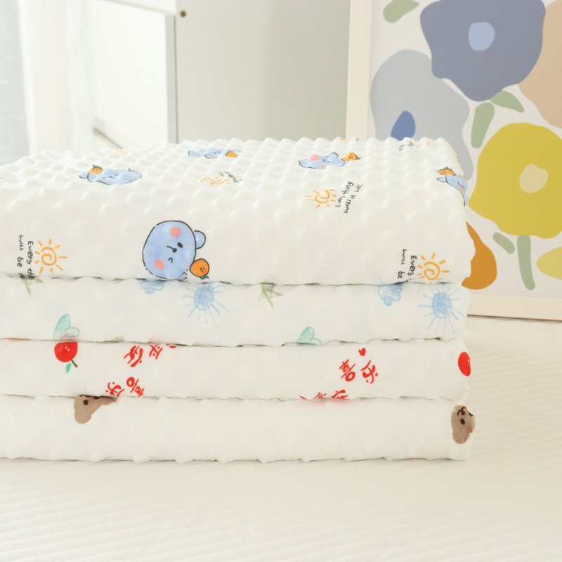 Autumn and Winter Beanie Velvet Fabric Baby Cartoon Solid Color Ultra-Soft Short Velvet Soothing Baby Comfort Blanket Base Fabric