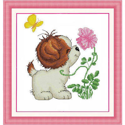 Cross embroidery 2023 new small piece of silk embroidered dog pattern bedroom cartoon children's room simple new product