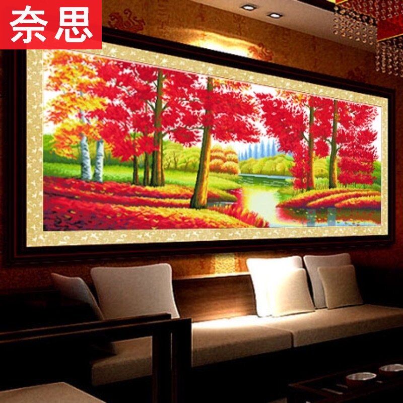 Cross stitch 2021 new Hongyun Dangtou panoramic living room line embroidery atmospheric landscape office large Chinese style