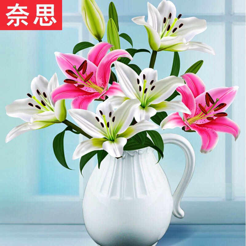 Cross-stitch 2021 new restaurant flower series lily full embroider living room handwork oneself embroider contracted modern home