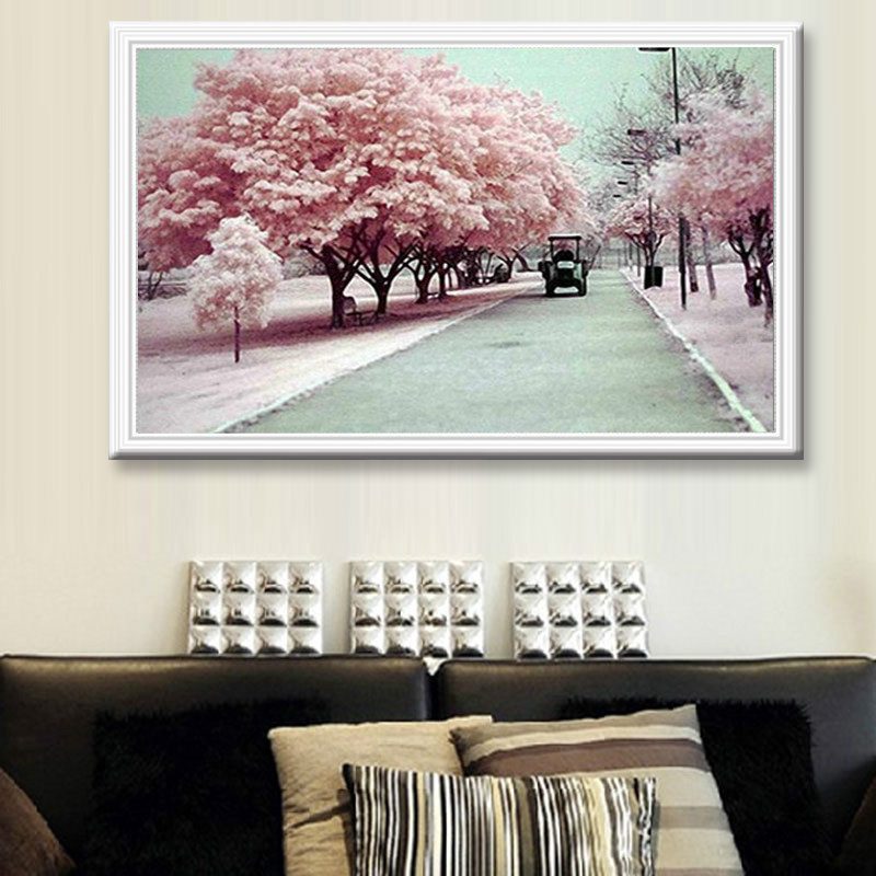 Cherry Blossom Living Room Cross Stitch 2022 New Line Embroidered Landscape Chart Handmade Embroidered Cotton Thread Silk Thread Room Bedside Painting
