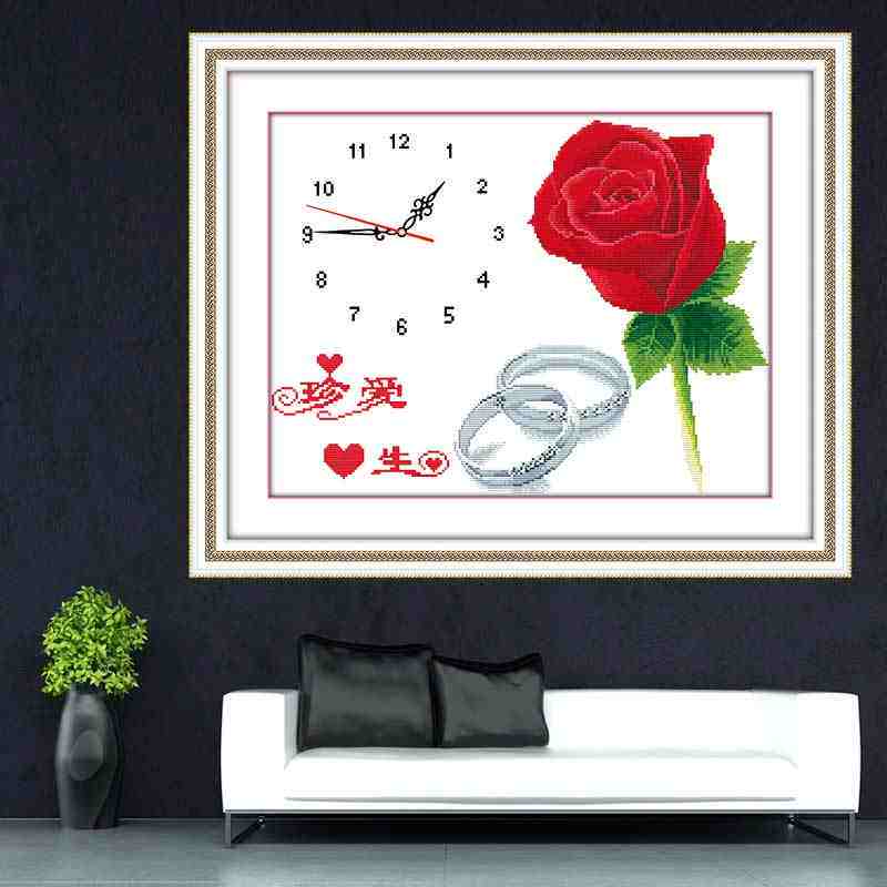 2022 new watch and watch cross embroidered rose minimalist modern living room bedroom handmade embroidery fresh and trendy floral