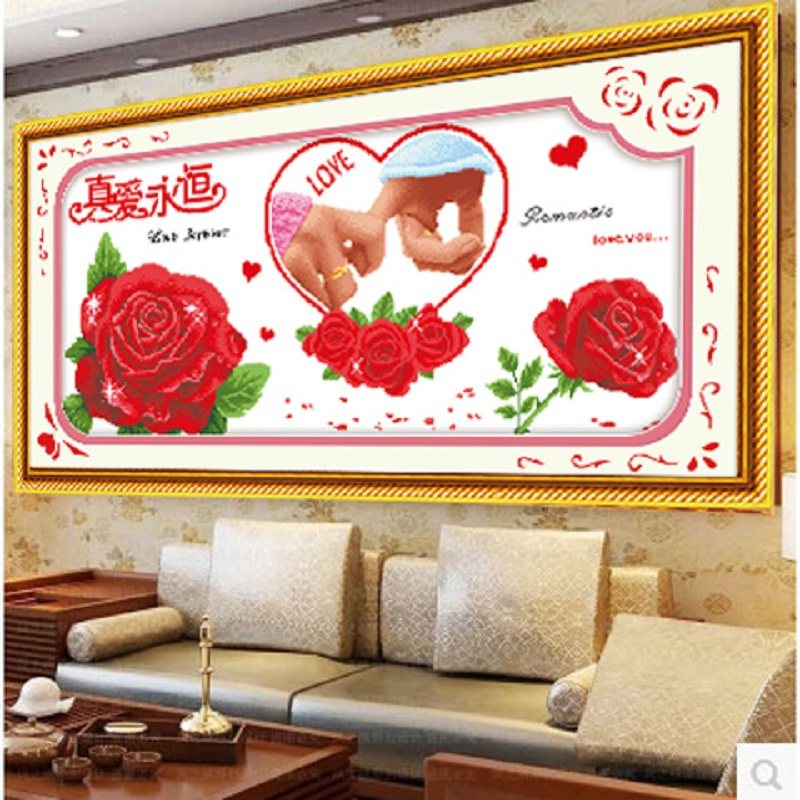 True love eternal cross stitch 2022 new thread embroidery living room wedding room wedding bedroom bedside wedding wedding decoration painting